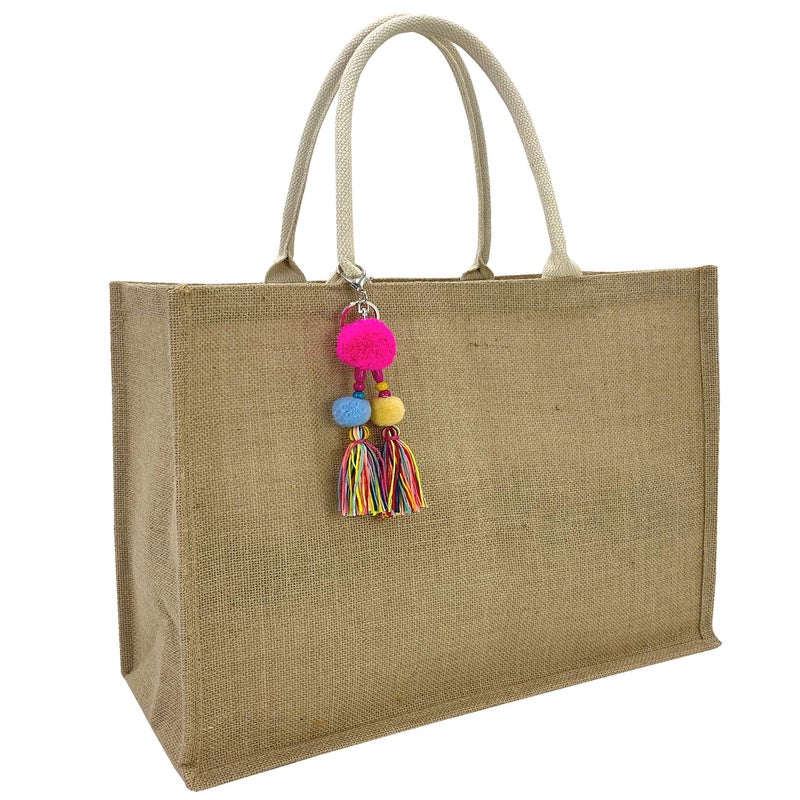 Hibala Woven Large Beach Bag Straw Beach Tote Handmade Weaving Shoulder Tassel Bag Handbag (Classic Style) - Image 1